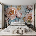 Papel de parede Grupo de flores e folhas