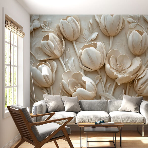 Papel de parede Grupo de flores brancas