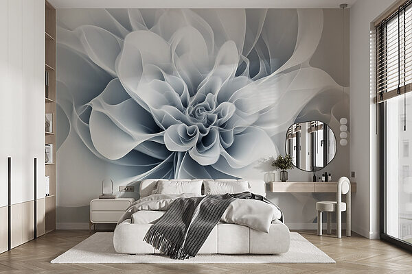 Elegante design floral monocromático em redemoinhos Papel de parede Elegante design floral monocromático em redemoinhos
