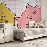 Papel de parede Gato amarelo e cor-de-rosa