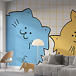 Papel de parede Gato azul e amarelo