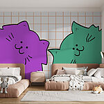 Papel de parede Gato roxo e verde