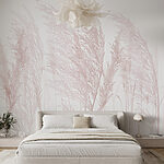 Papel de parede Grupo de relva com flores cor-de-rosa
