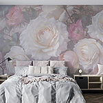 Papel de parede Grupo de rosas brancas e cor-de-rosa