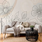 Papel de parede Desenho de flores e folhas