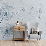 Papel de parede Dandelions Drifting in Breezy Blues