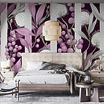 Papel de parede Padrão floral roxo e branco