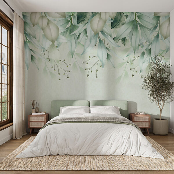 Folhas etéreas em tons pastel Papel de parede Folhas etéreas em tons pastel