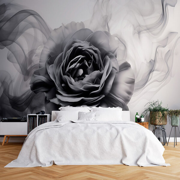 Imagem a preto e branco de uma rosa Papel de parede Imagem a preto e branco de uma rosa