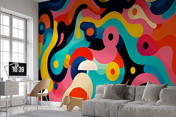Padrão colorido com círculos e pontos Papel de parede Padrão colorido com círculos e pontos