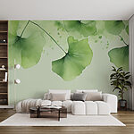 Papel de parede Folhas suaves em verdes suaves