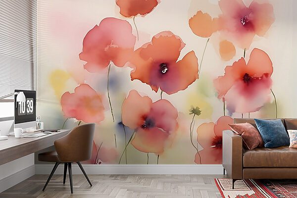 Pintura de flores Papel de parede Pintura de flores
