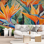 Papel de parede Flores brilhantes em cores vibrantes.