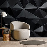 Papel de parede Padrão triangular preto e cinzento