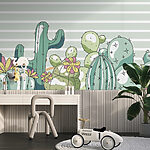 Papel de parede Grupo de cactos com flores