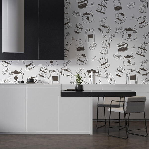 Papel de parede Padrão de café e chá