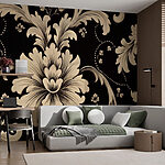 Papel de parede Desenho floral elegante sobre fundo preto