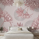 Papel de parede Padrão de flores e folhas