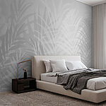Papel de parede Fundo cinzento e branco com folhas