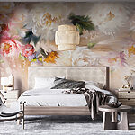 Papel de parede Pintura de flores sobre um fundo branco