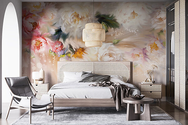 Pintura de flores sobre um fundo branco Papel de parede Pintura de flores sobre um fundo branco
