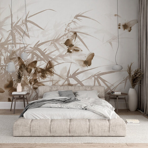 Papel de parede Borboletas numa superfície branca