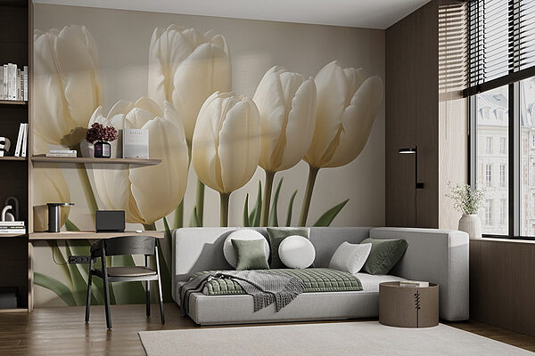 Grupo de tulipas brancas Papel de parede Grupo de tulipas brancas