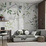 Papel de parede Pintura de flores e folhas