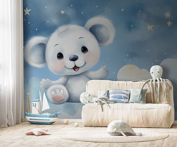 Desenho animado de um urso branco Papel de parede Desenho animado de um urso branco