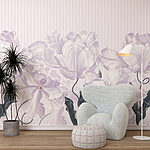 Papel de parede Flores delicadas em tons pastel suaves