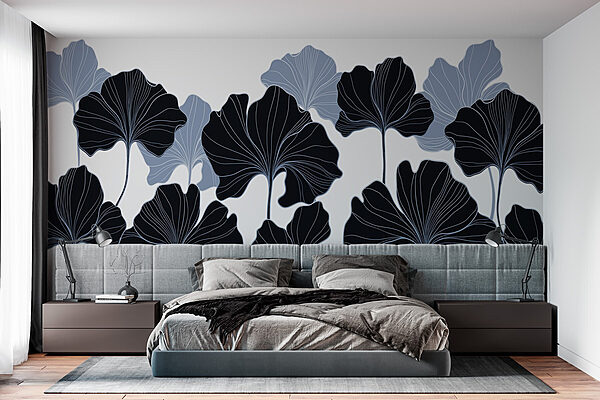 Folhas elegantes em tons suaves Papel de parede Folhas elegantes em tons suaves
