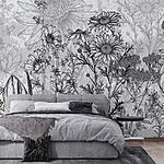 Papel de parede Imagem a preto e branco de flores