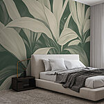 Papel de parede Folhas verdes exuberantes em tons suaves