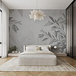 Papel de parede Folhas suaves em tons suaves.