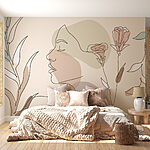 Papel de parede Rosto de mulher com flores