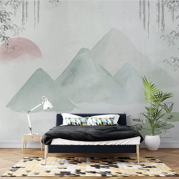 Pintura de montanhas e água Papel de parede Pintura de montanhas e água
