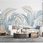 Papel de parede Folhas exuberantes em tons suaves