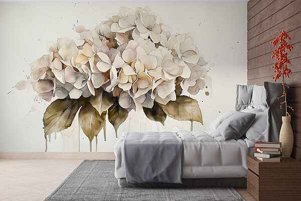 Pintura de um ramo de flores brancas Papel de parede Pintura de um ramo de flores brancas