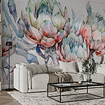 Papel de parede Flores delicadas em cores suaves