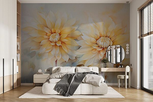 Pintura de flores sobre um fundo branco Papel de parede Pintura de flores sobre um fundo branco