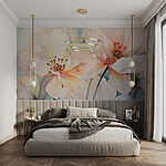Papel de parede Flores delicadas em tons pastel suaves