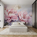 Papel de parede Pintura de flores cor-de-rosa