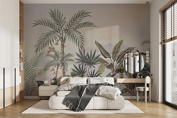 Pintura mural de plantas e pássaros Papel de parede Pintura mural de plantas e pássaros