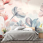 Papel de parede Pintura de flores sobre um fundo branco