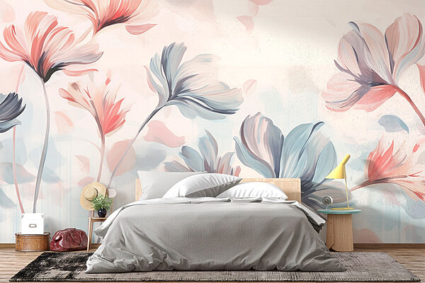Pintura de flores sobre um fundo branco Papel de parede Pintura de flores sobre um fundo branco