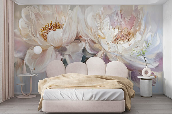Pintura de flores sobre um fundo branco Papel de parede Pintura de flores sobre um fundo branco