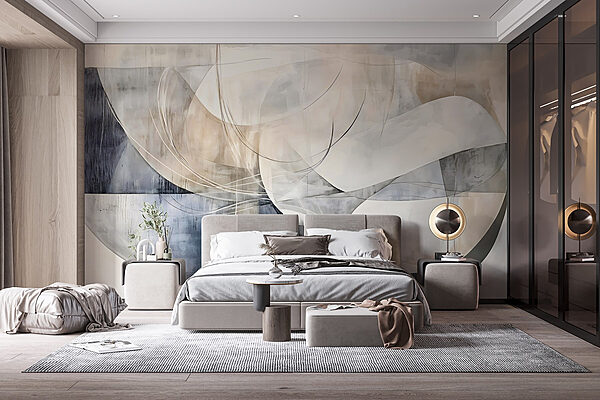 Pintura de uma arte branca e cinzenta Papel de parede Pintura de uma arte branca e cinzenta