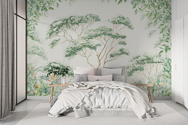 Pintura de árvores e plantas Papel de parede Pintura de árvores e plantas