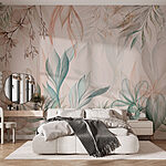 Papel de parede Folhas delicadas em tons suaves