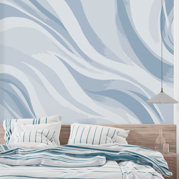 Padrão ondulado branco e azul Papel de parede Padrão ondulado branco e azul